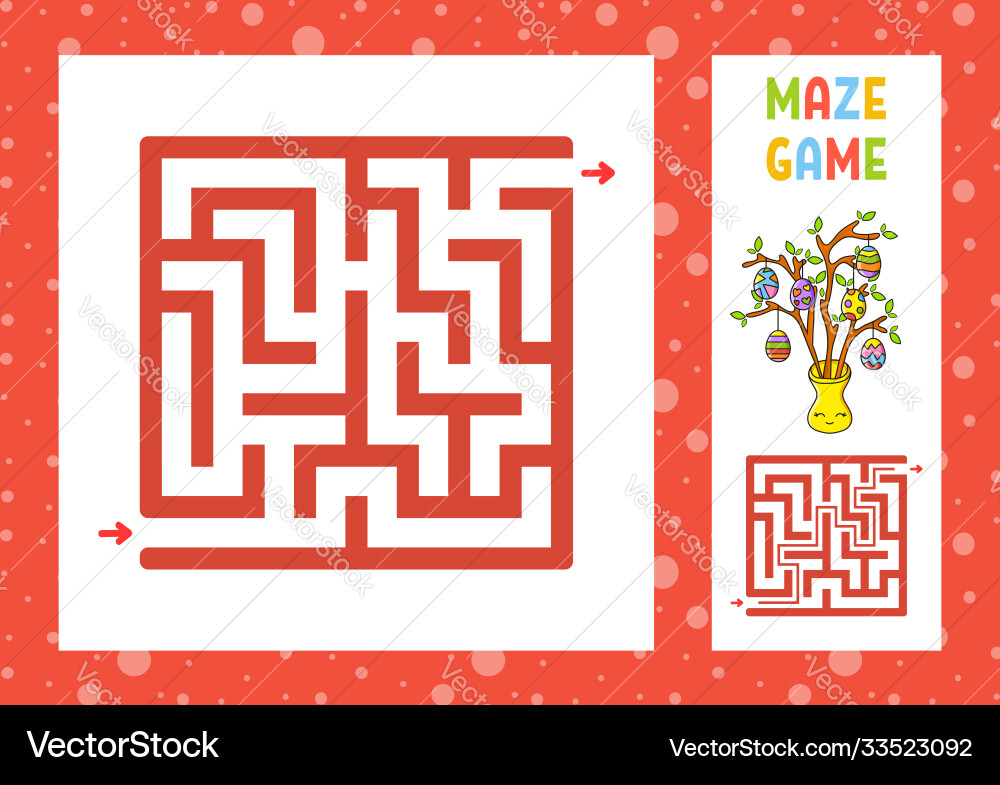 Square maze game for kids puzzle children Square maze game for kids puzzle children vector image