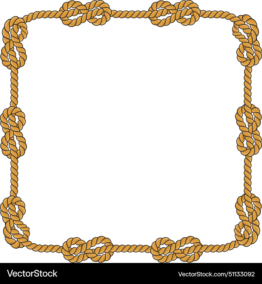 Square rope frame isolated on white background Vector Image