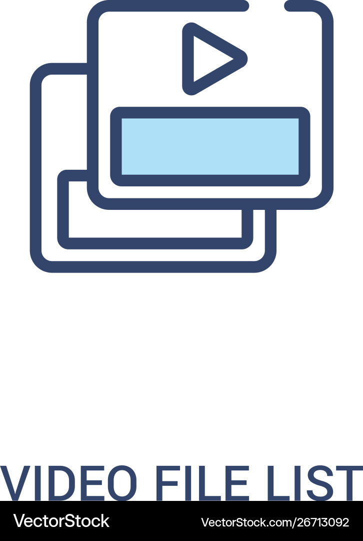 Video file list concept 2 colored icon simple Video file list concept 2 colored icon simple Vector Image