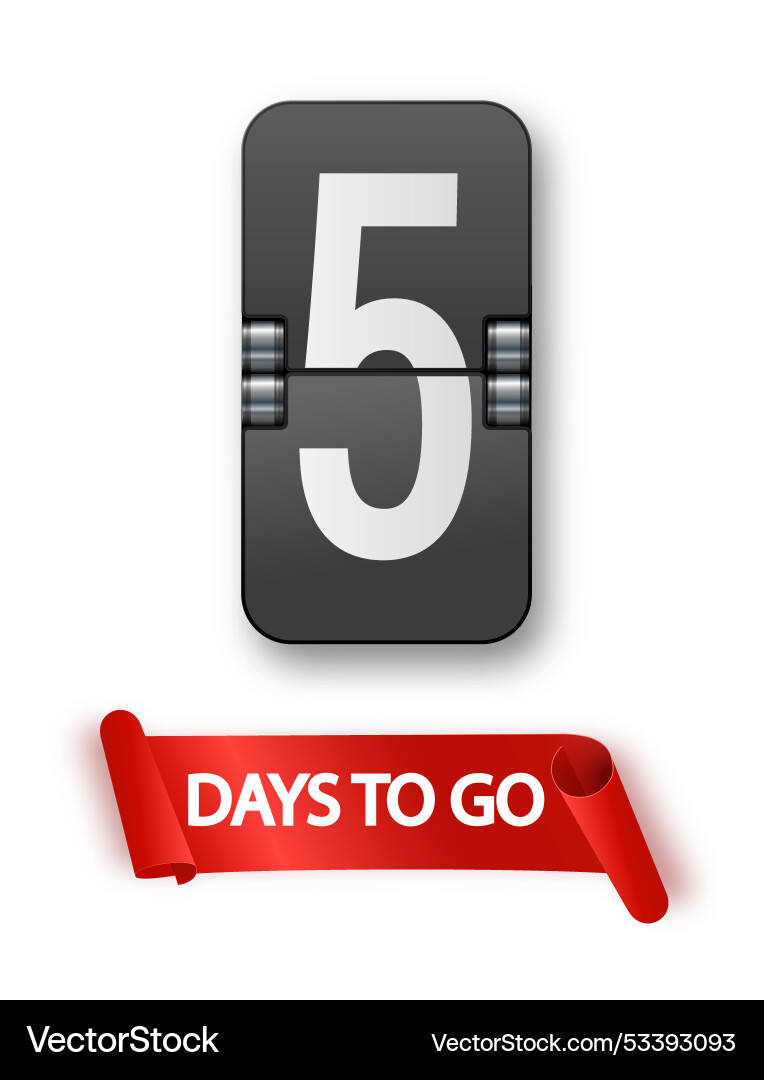 5 days to go icon set countdown of remaining vector image