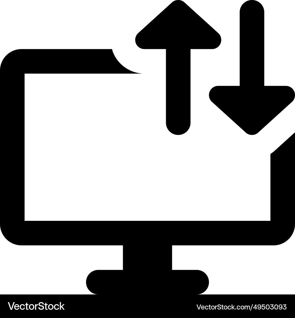 A desktop computer is utilized for data transfer vector image