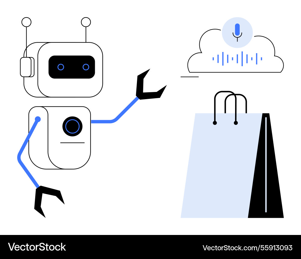 Ai robot assisting with cloud-based voice commands Ai robot assisting with cloud-based voice commands vector image