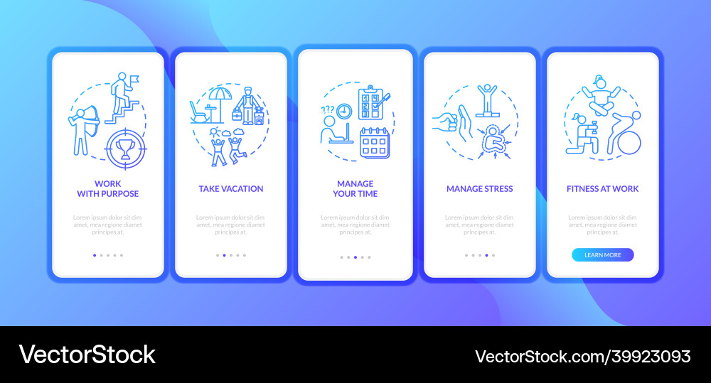 Avoid burnout onboarding mobile app page screen Avoid burnout onboarding mobile app page screen vector image