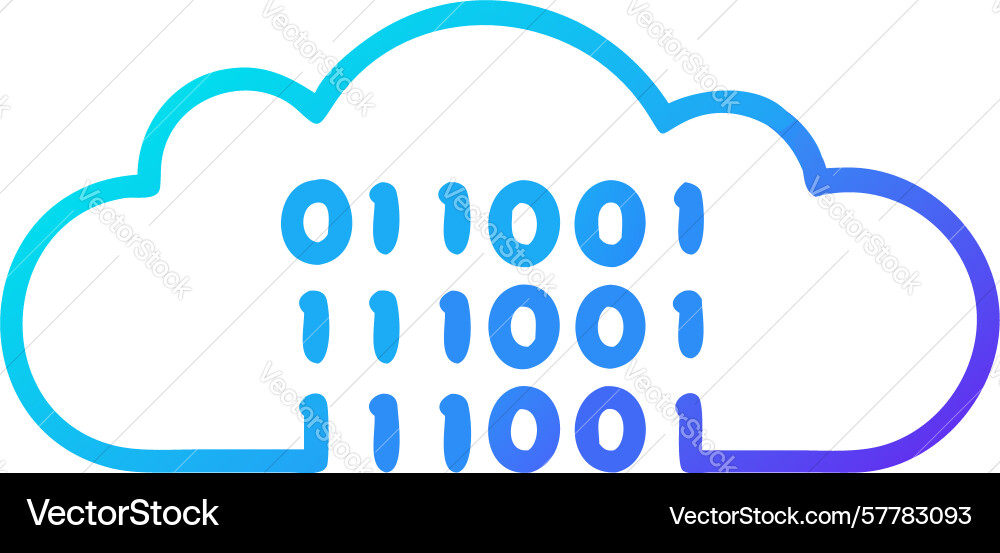 Digital cloud data binary code computing vector image