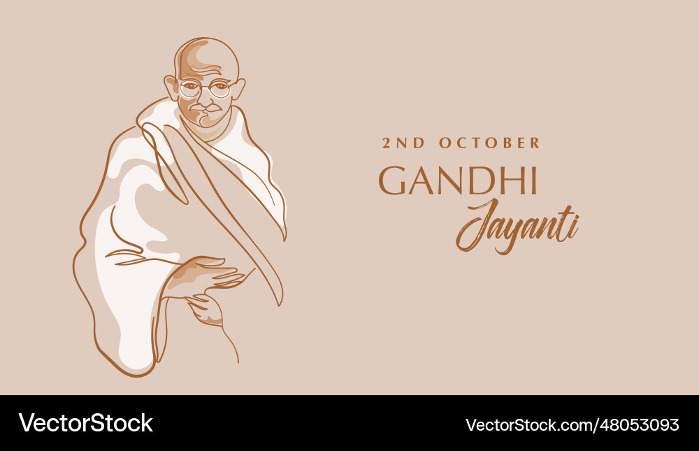 Gandhi jayanti hand drawn linear background Gandhi jayanti hand drawn linear background vector image