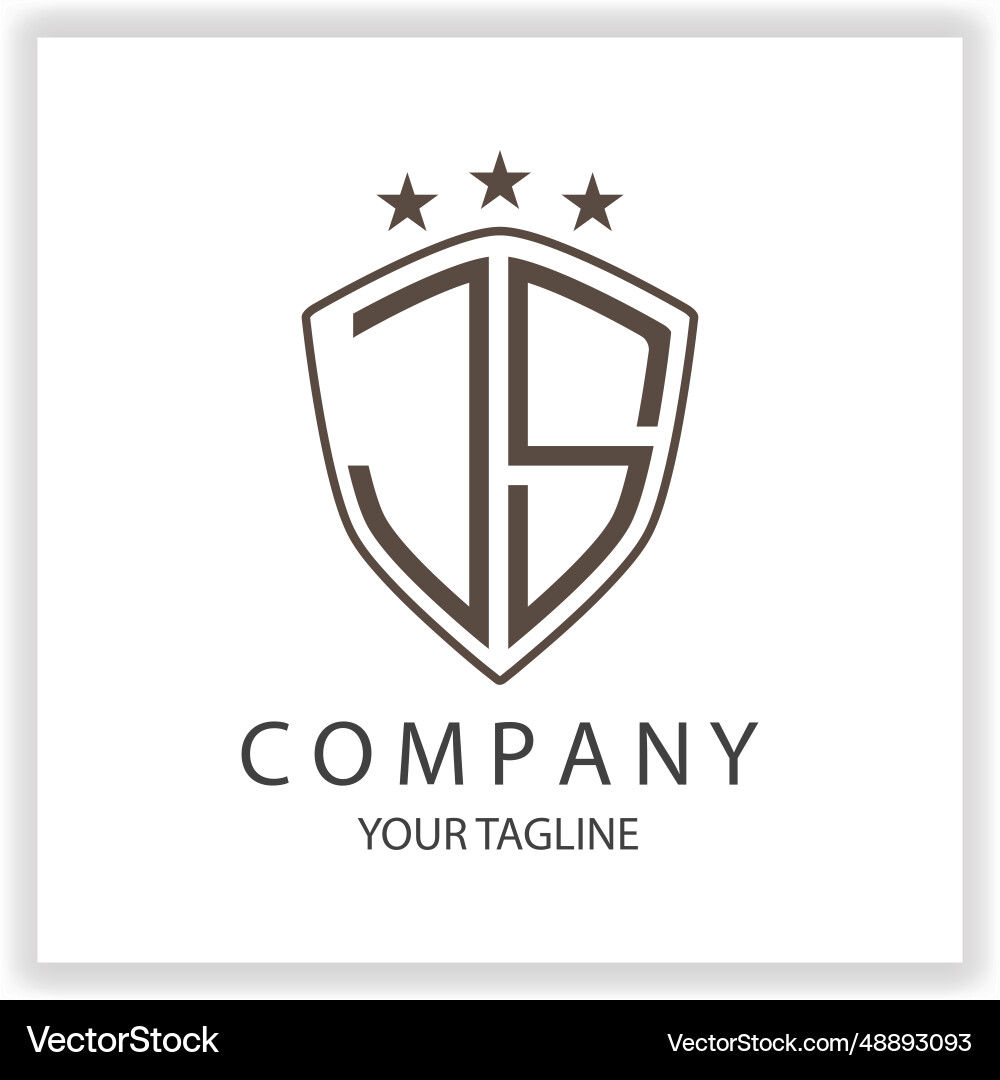 Js logo monogram with shield shape isolated black Vector Image