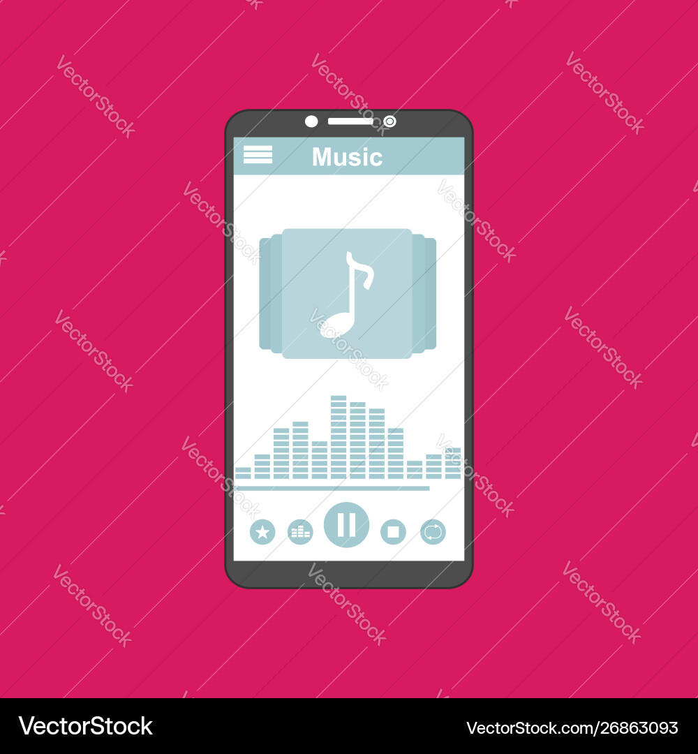Media player application app template with flat Media player application app template with flat Vector Image
