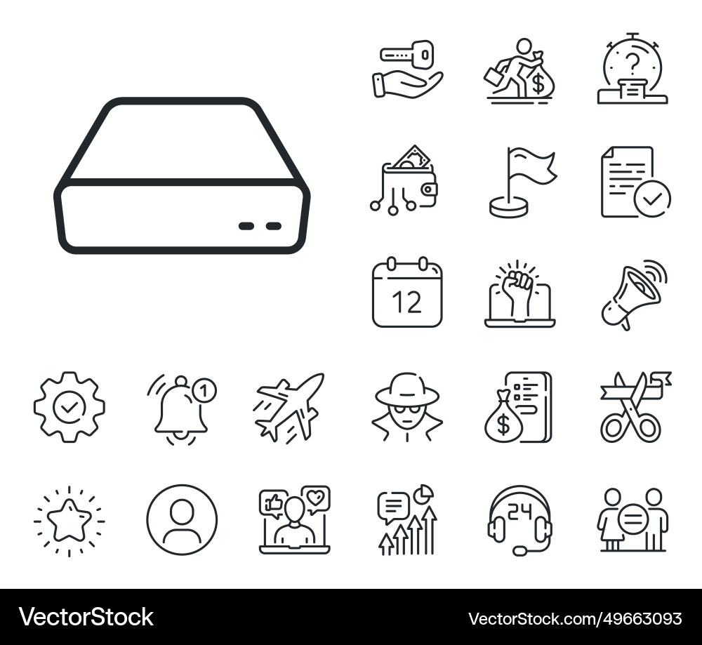 Mini pc line icon small computer device sign Mini pc line icon small computer device sign vector image