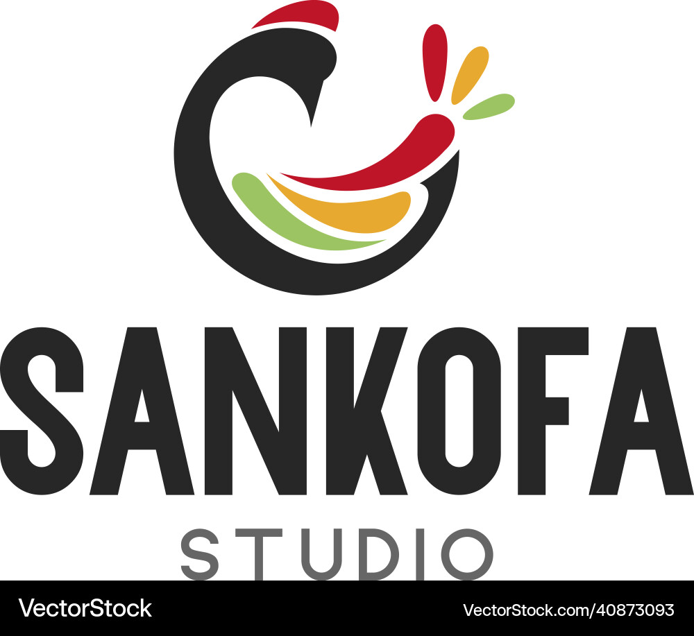 Modern colorful sankofa studio peacock logo design Modern colorful sankofa studio peacock logo design vector image