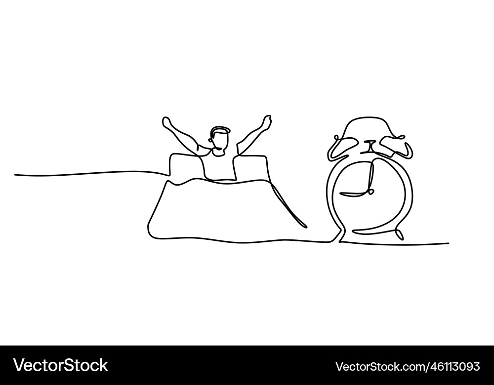 One continuous single line of man wake up vector image