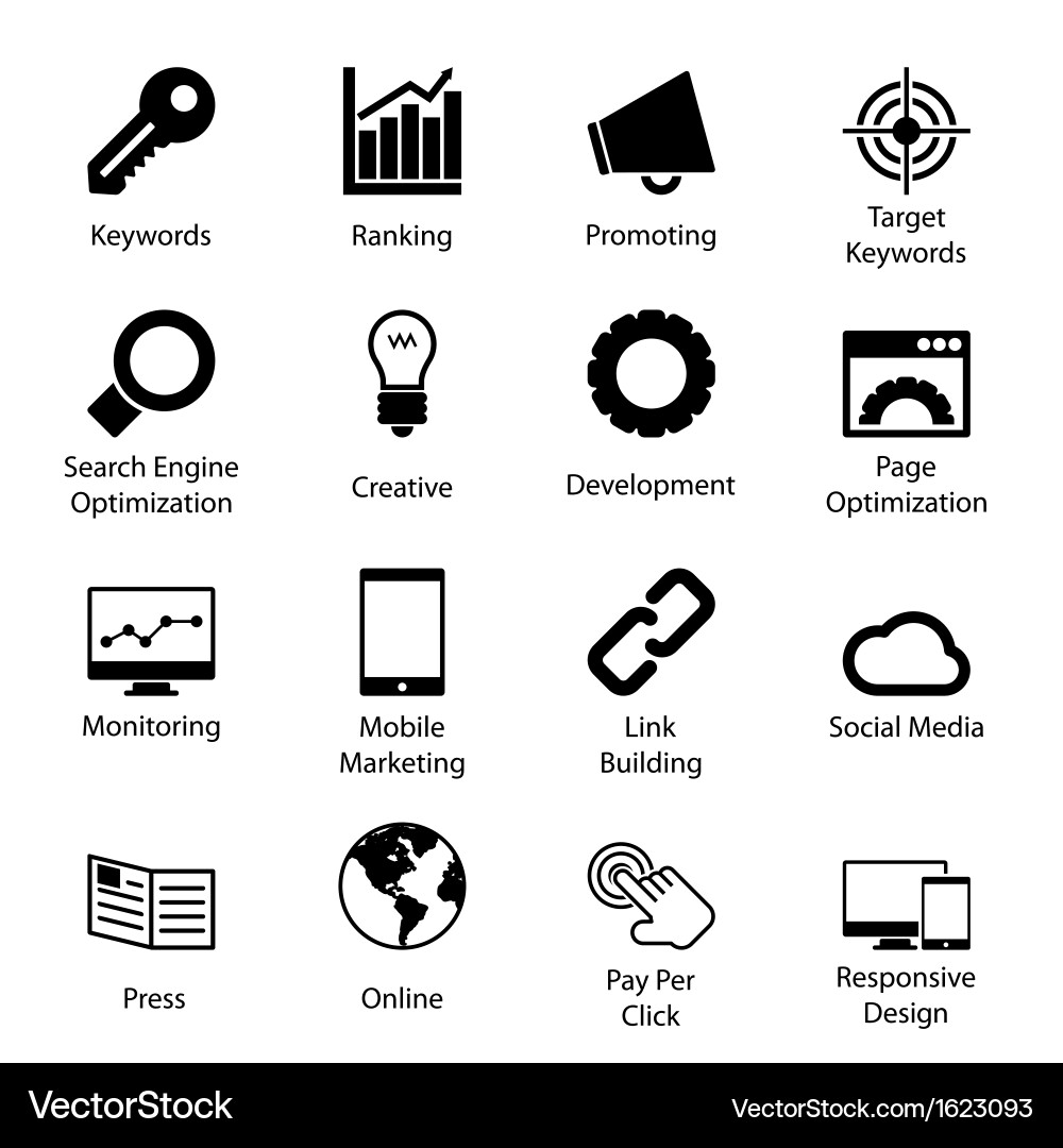 Search Engine Optimization Icons Vector Image