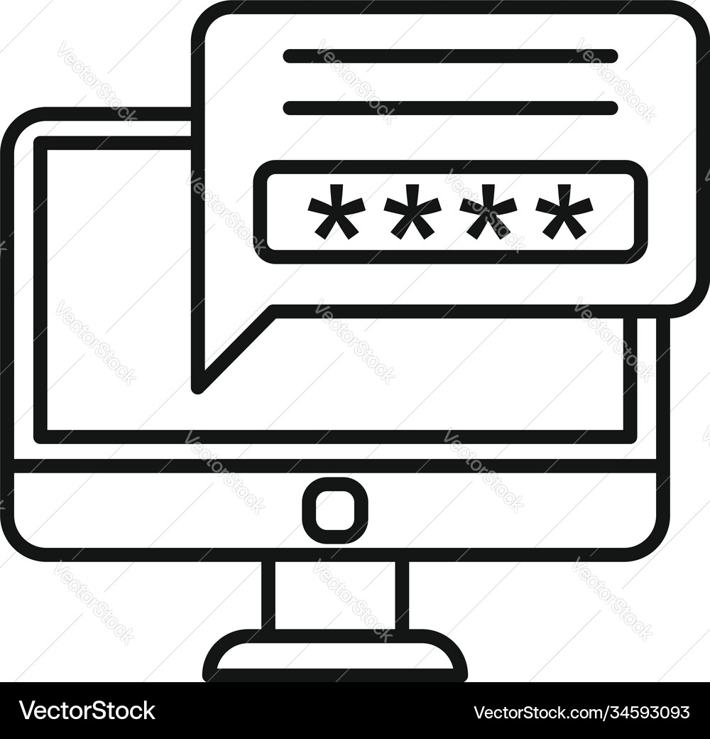 Secured computer password icon outline style vector image