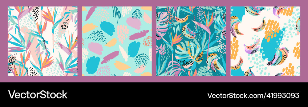 Set of abstract art seamless patterns Vector Image