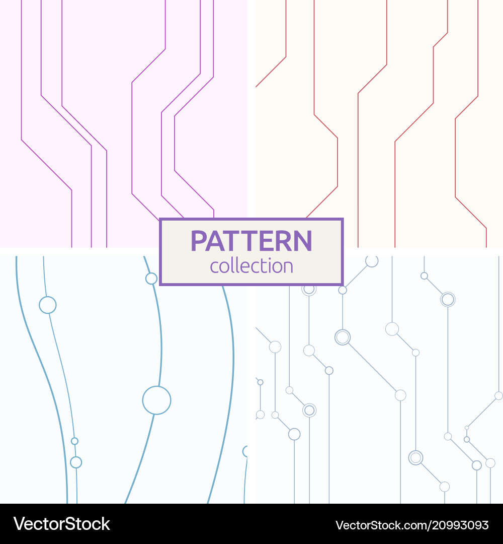 Set of four abstract seamless patterns with lines Set of four abstract seamless patterns with lines vector image