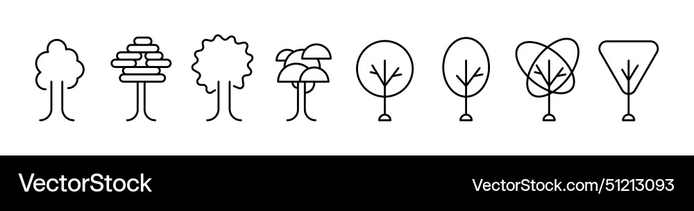 Set of tree line shapes thin design Set of tree line shapes thin design vector image