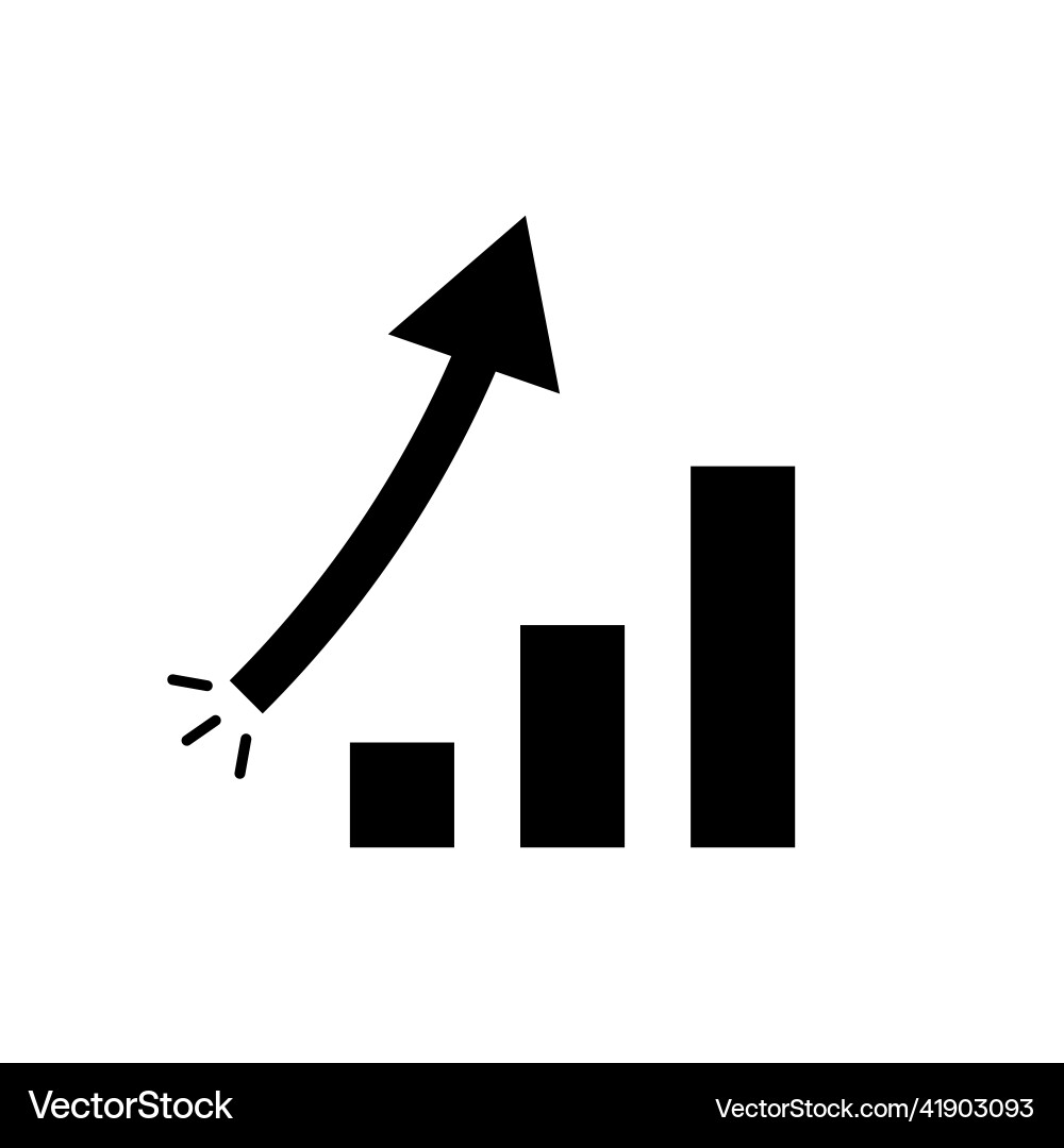 Silhouette icon of a bar graph with an arrow Silhouette icon of a bar graph with an arrow vector image