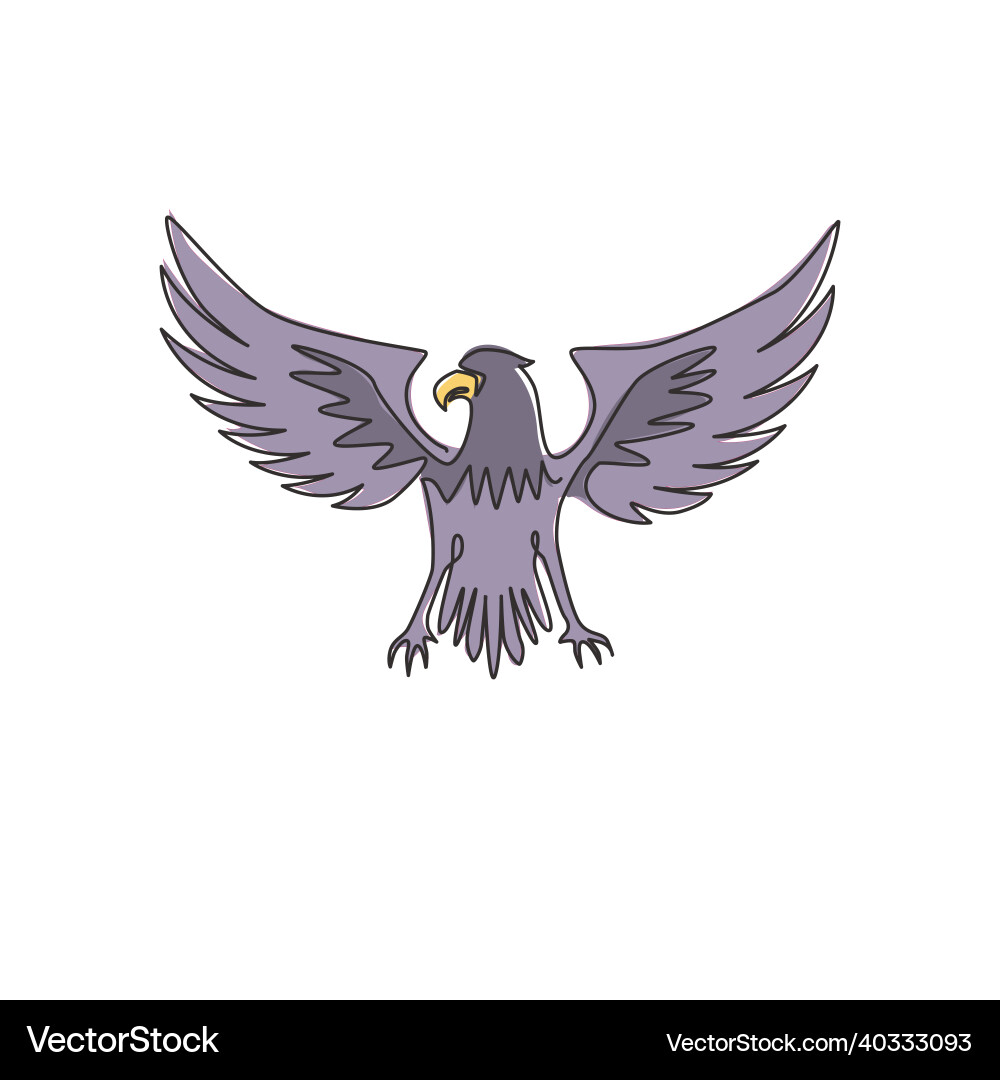 Single continuous line drawing of heroic eagle Vector Image
