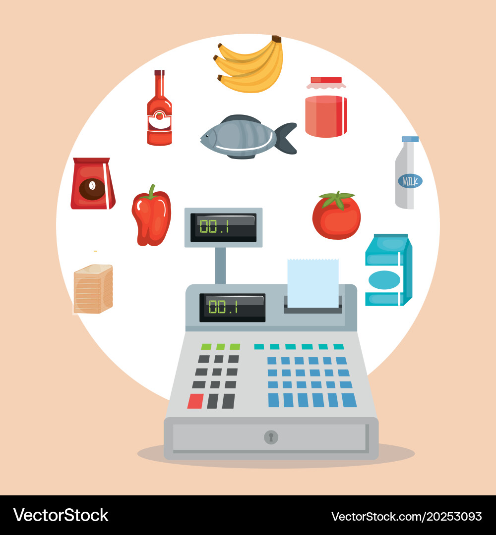 Supermarket groceries set icons Royalty Free Vector Image