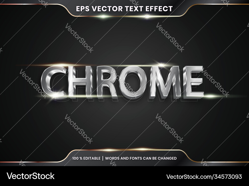 Text effect in 3d chrome words font styles theme Text effect in 3d chrome words font styles theme vector image