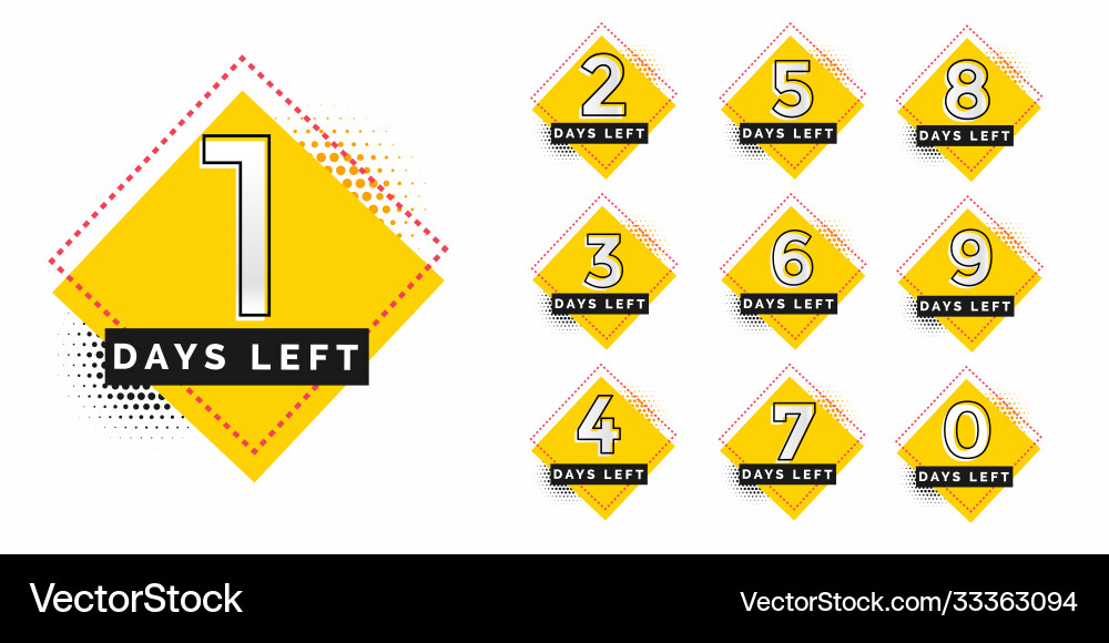 Abstract number days left symbol design vector image