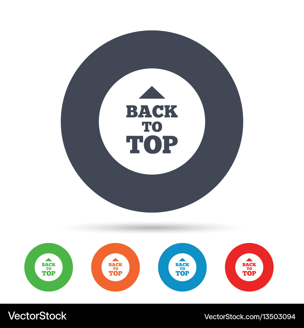 Back to top arrow sign icon scroll up symbol vector image