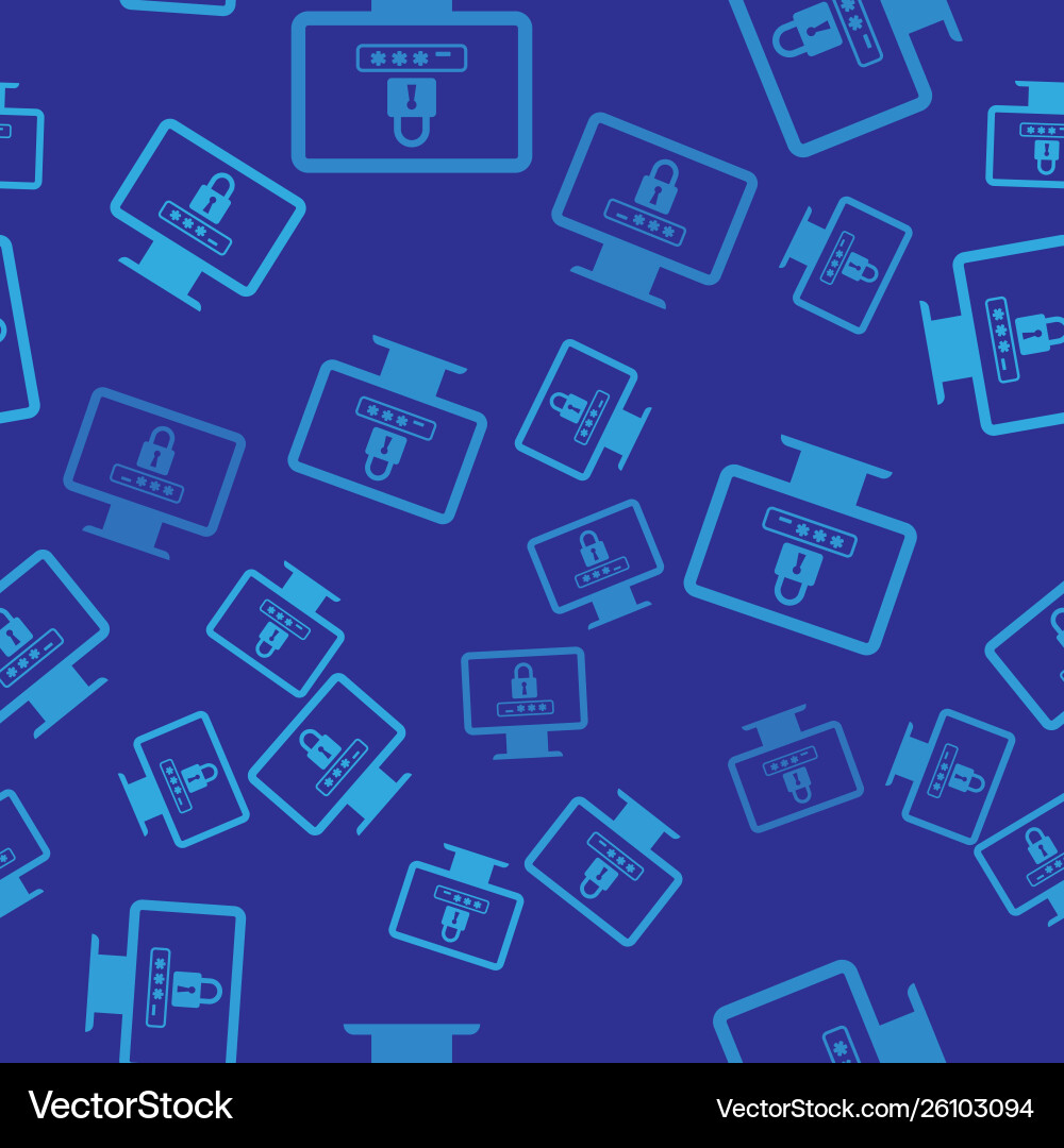 Blue monitor with password notification and lock Blue monitor with password notification and lock vector image