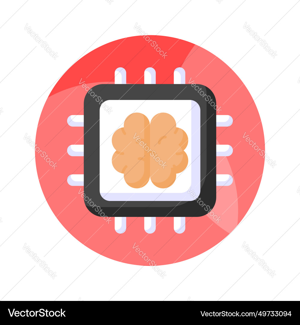 Brain with microchip ai processor concept Vector Image