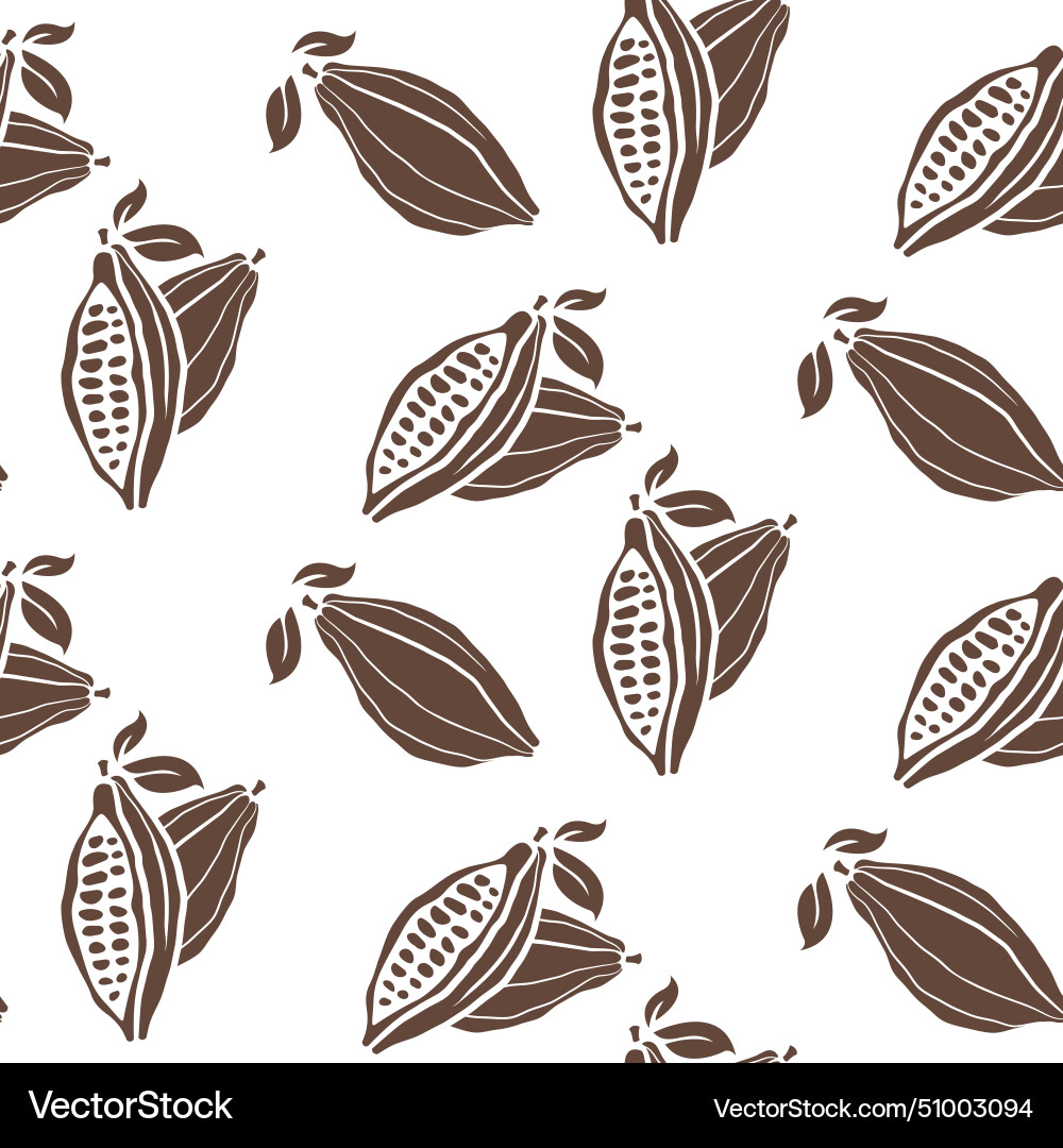 Cacao beans pattern cocoa vector image