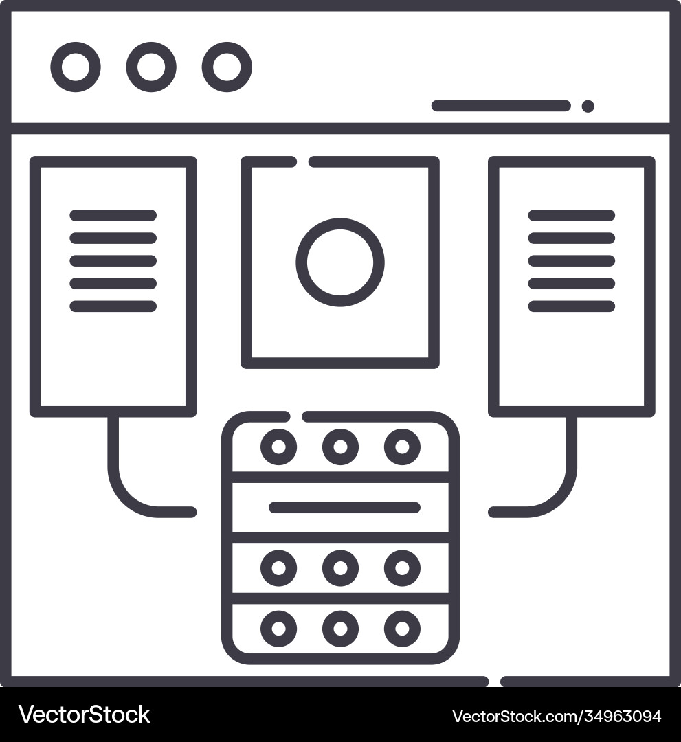 Datenbank-Design-Symbol linear isoliert Datenbank-Design-Symbol linear isoliert vektorbild