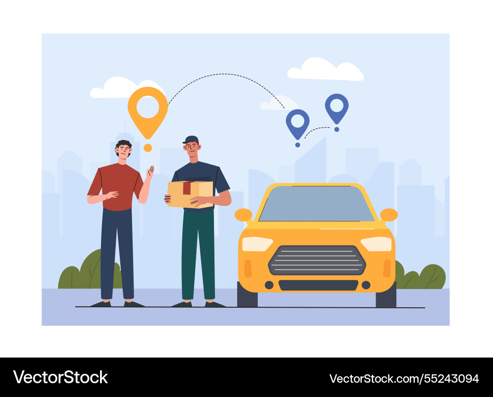 Delivery Service Interaction Vector Image