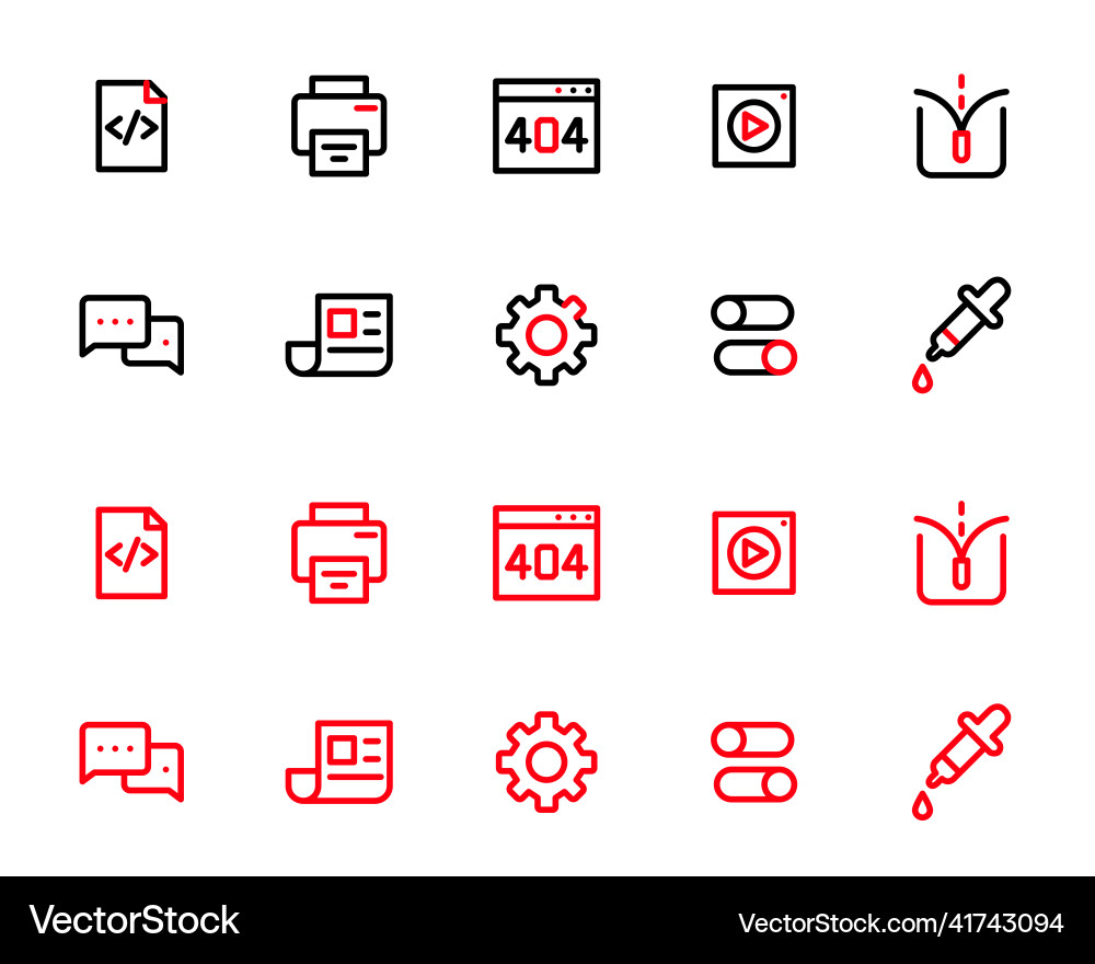 Einfache Linie Kunst in zwei Farben ui icons set html Vektorbild