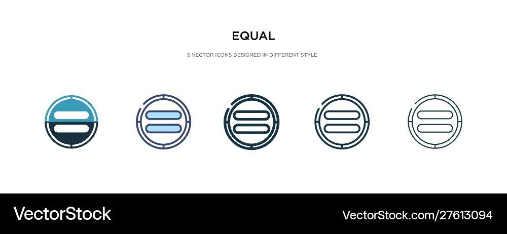 Equal icon in different style two colored Vector Image