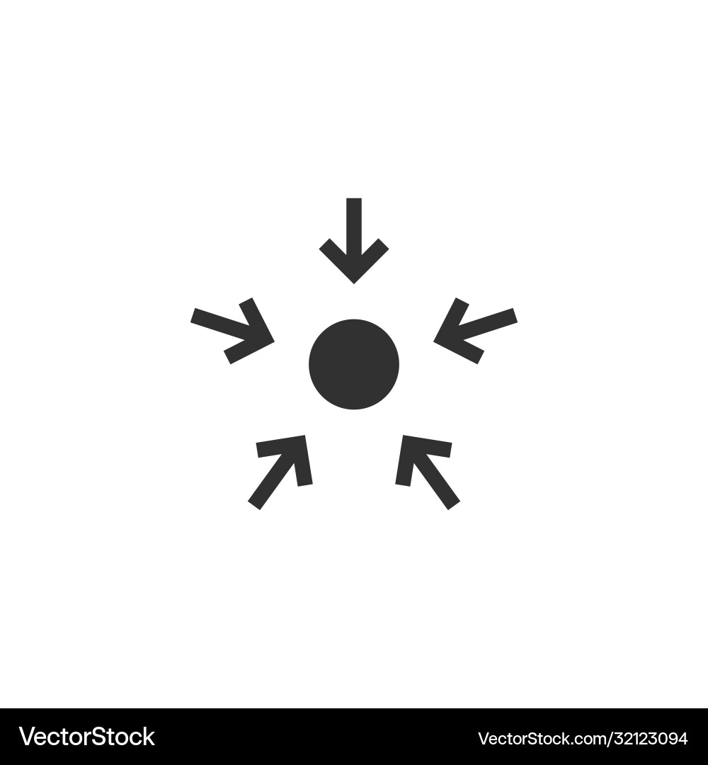 Four arrows pointing to a dot inside circle Vector Image