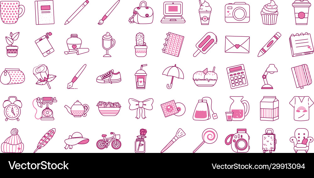 Isolated cute objects half line color style Isolated cute objects half line color style vector image