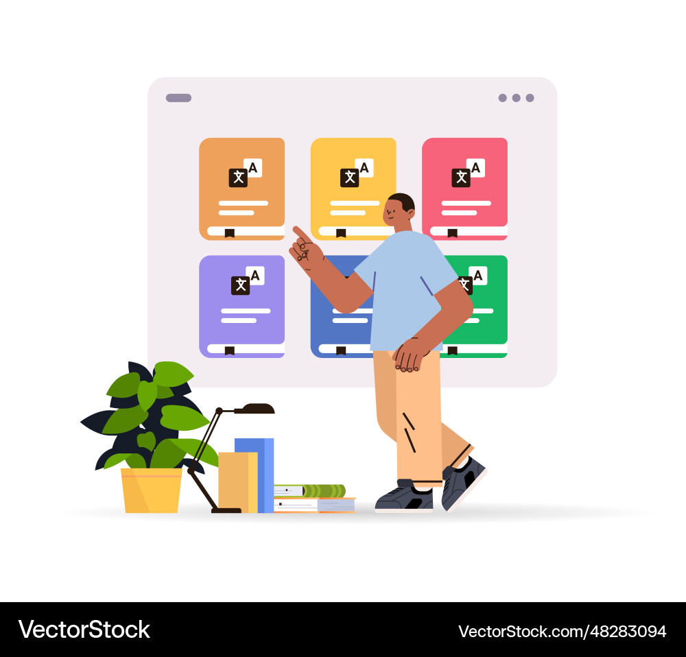 Man dictionary translation application on digital Man dictionary translation application on digital vector image