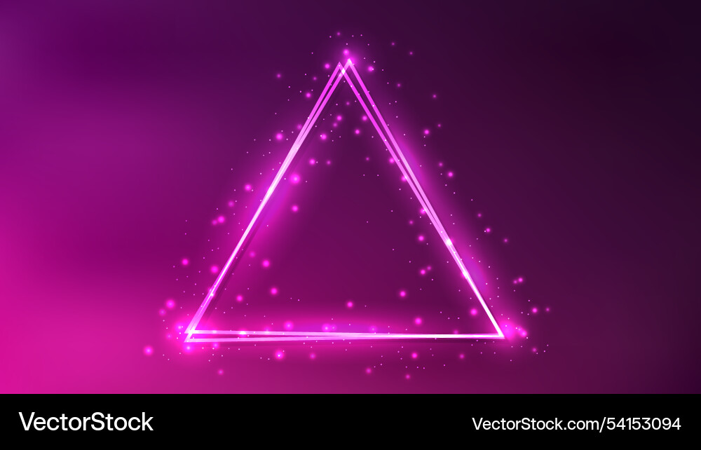 Neon double triangular frame with shining effects Neon double triangular frame with shining effects vector image