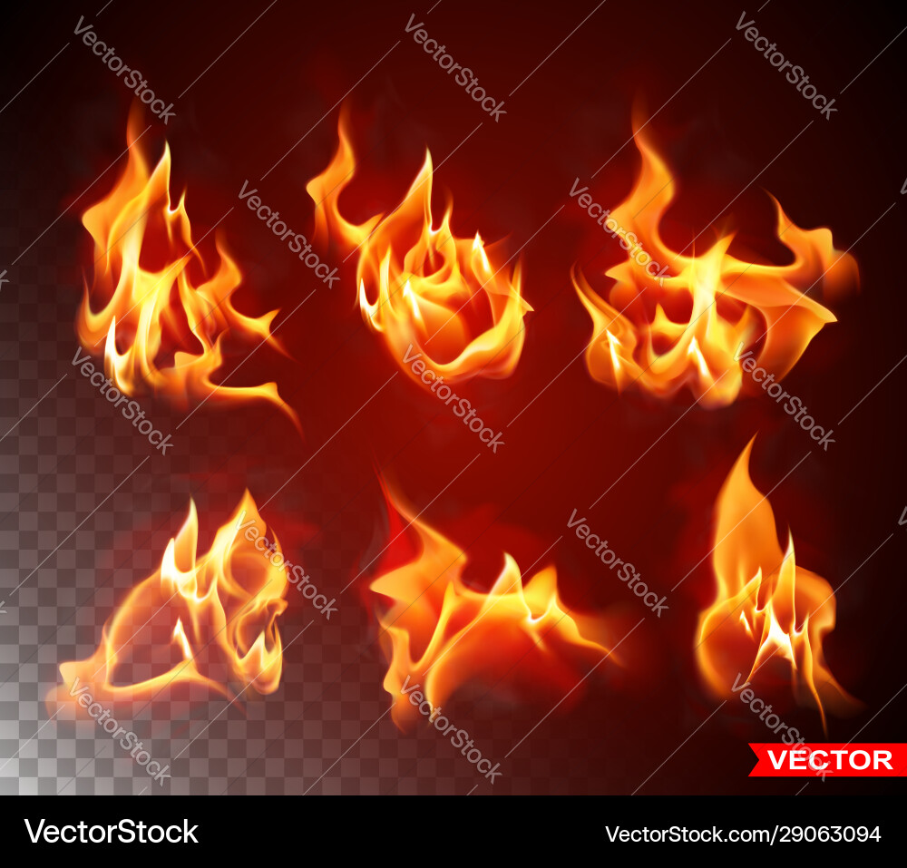 Realistic Burning Fire Flames Royalty Free Vector Image