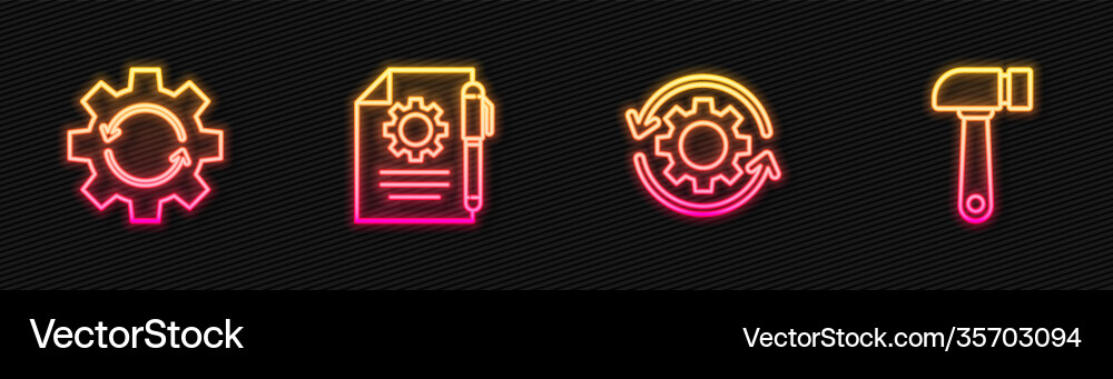 Set line gear and arrows as workflow document Set line gear and arrows as workflow document Vector Image