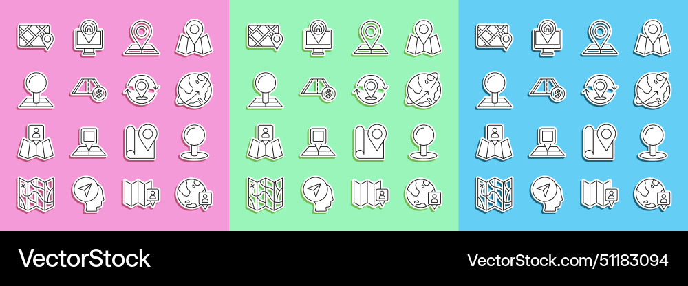 Set line location on the globe push pin Set line location on the globe push pin Vector Image