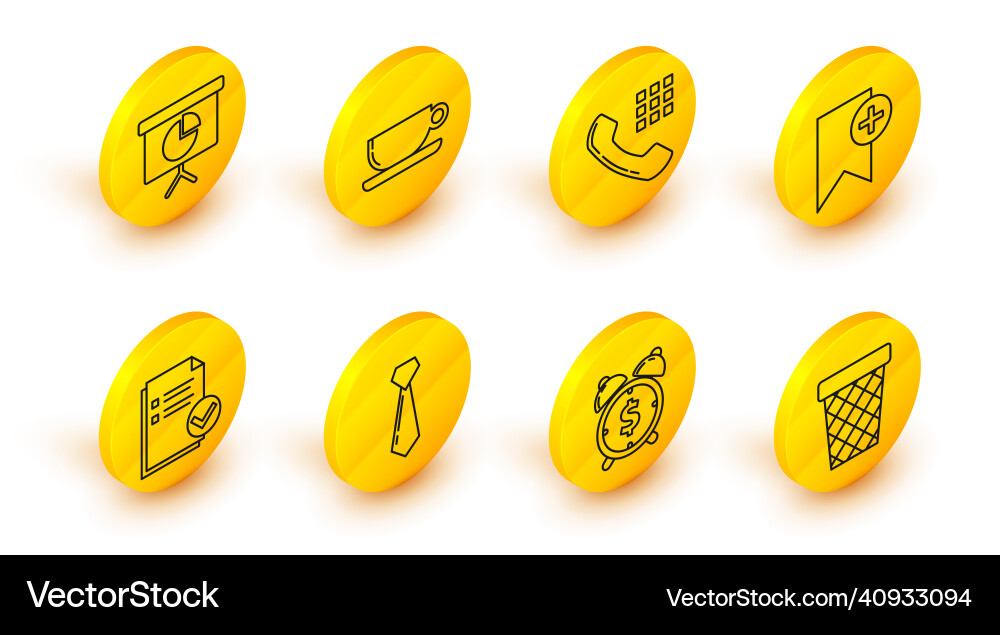 Set line trash can tie document and check mark Set line trash can tie document and check mark vector image