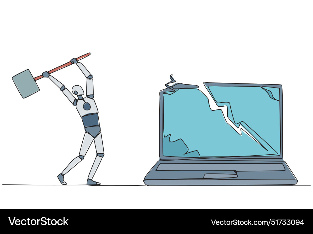 Single continuous line drawing smart robotic Single continuous line drawing smart robotic vector image