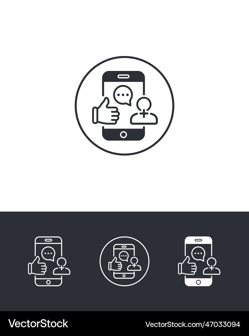 Smartphone with like button follow and comment Smartphone with like button follow and comment Vector Image