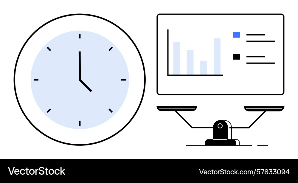 Time management concept combining clock digital Time management concept combining clock digital vector image