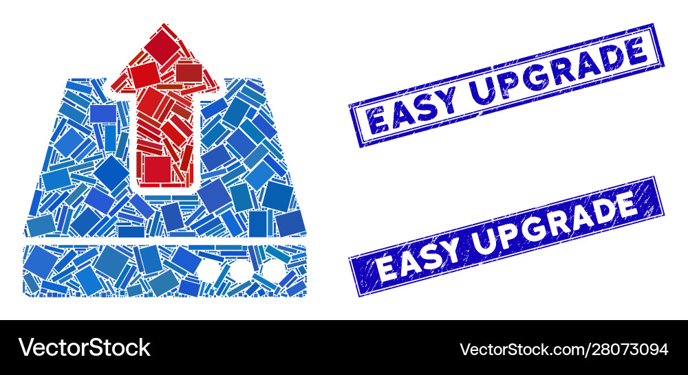 Upload mosaic and scratched rectangle easy upgrade Upload mosaic and scratched rectangle easy upgrade vector image