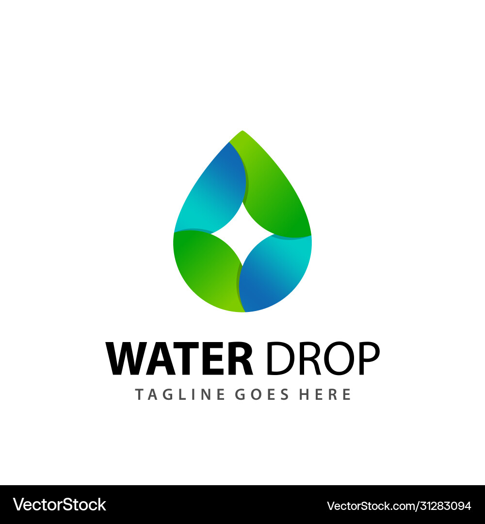 Water drop leaf company logo design 3d template Vector Image