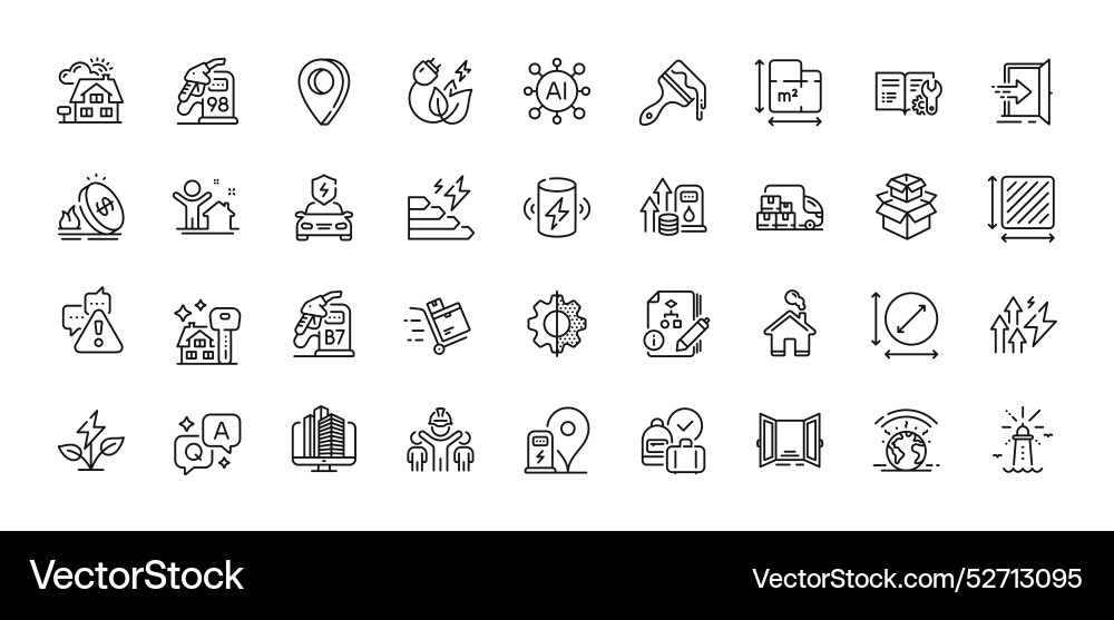 Algorithm warning and entrance line icons pack Algorithm warning and entrance line icons pack vector image
