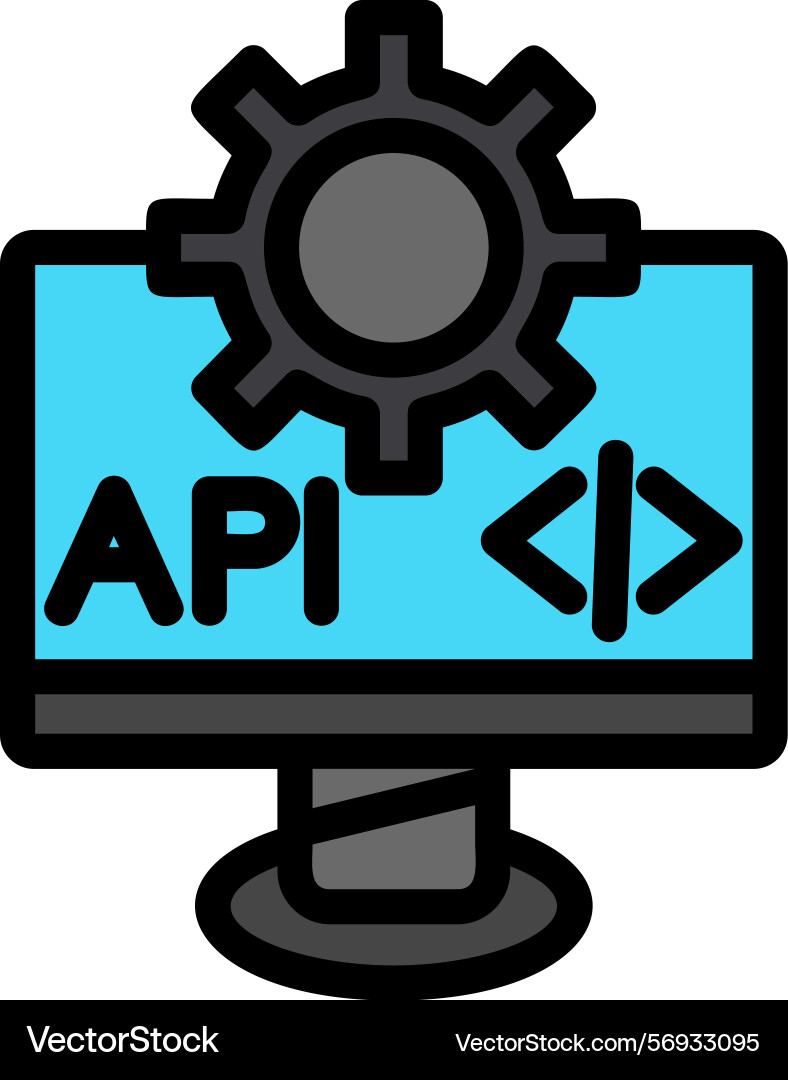 Api line filled style icon design Vector Image