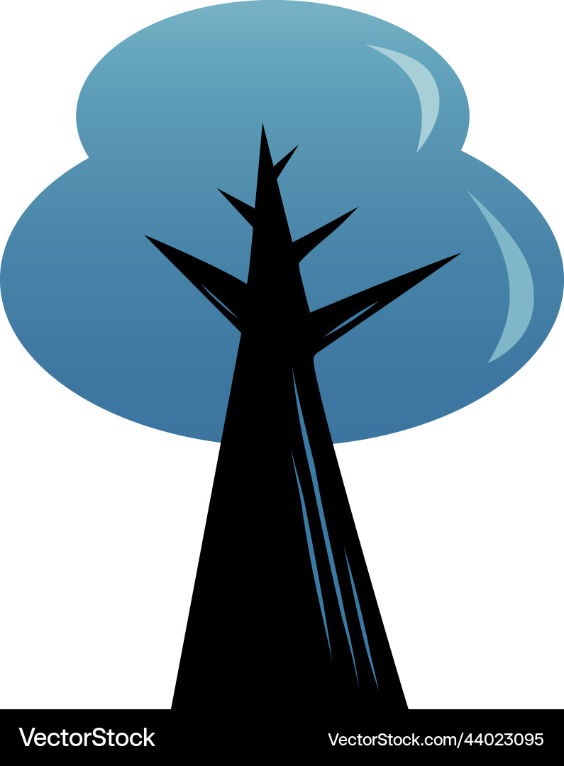 Beautiful blue tree flat design art icon Beautiful blue tree flat design art icon vector image