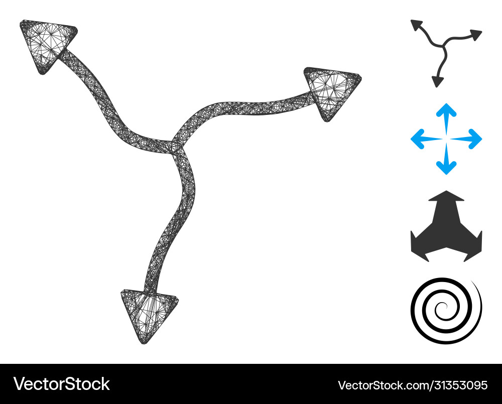 Curve arrows web mesh Curve arrows web mesh vector image