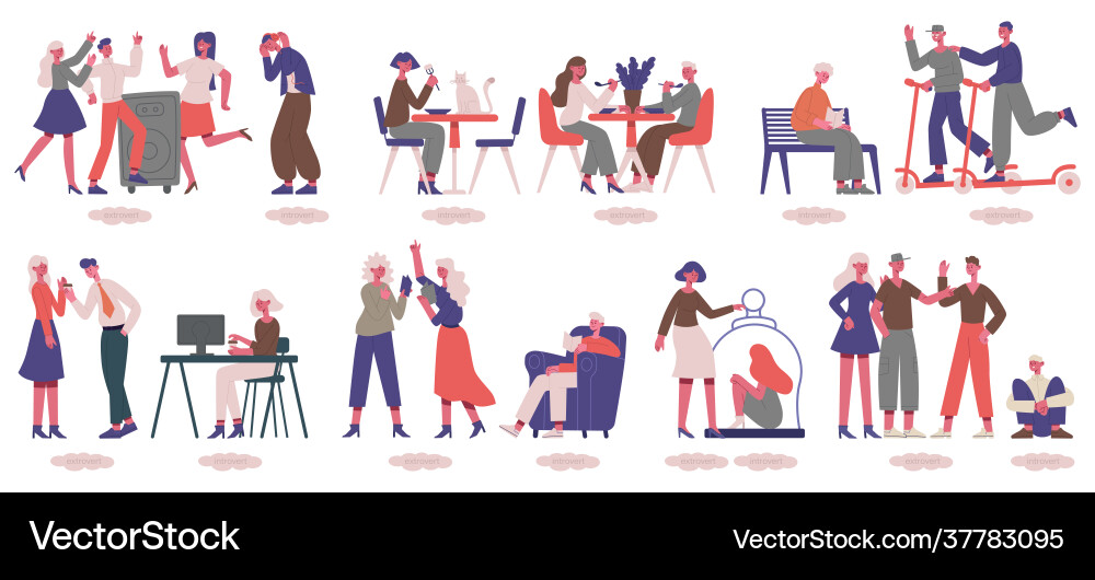 Introvert vs. Extrovert People vector image